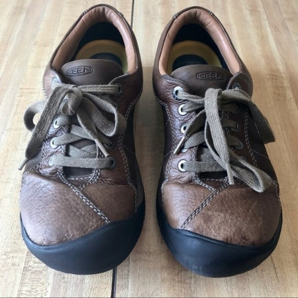Leather Hiking Shoes KEEN Lace Up Oxford Presidio Cascade Brown Waterproof 10114